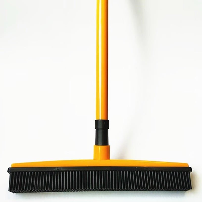 Pet Fur Removal Broom, 2 in 1 Silicone Broom for Carpet Pet Hair, Adjustable Handle Carpet Rake