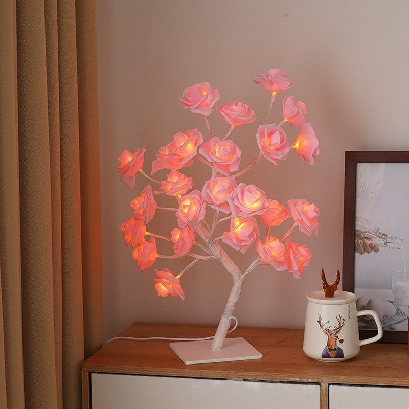🌹💓Rose Flower Design Tree Night Light, USB Powered Table Lamp