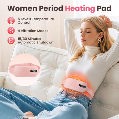 Menstrual Heating Pad, with 5 Heat Levels and 4 Vibration Massage Modes