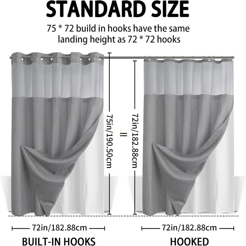 🔥LAST DAY 49% OFF🔥No Hook Shower Curtain with Snap in Liner