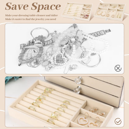 💍Luxury Acrylic Jewelry Box Organizer - 5 Drawers Velvet Lined Clear Stackable Storage