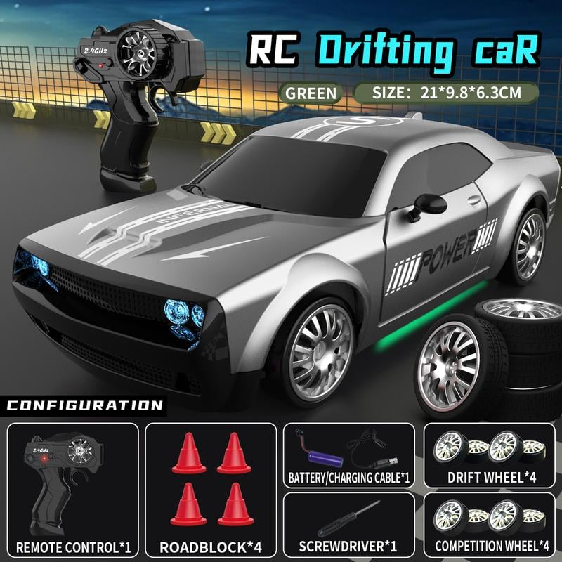 RC Drift Racing Car 1:20 Scale Model with 2.4GHz Remote 360° Spins & LED Lights Best Gift for Boys Girls Age 3+ Birthday Children’s Day