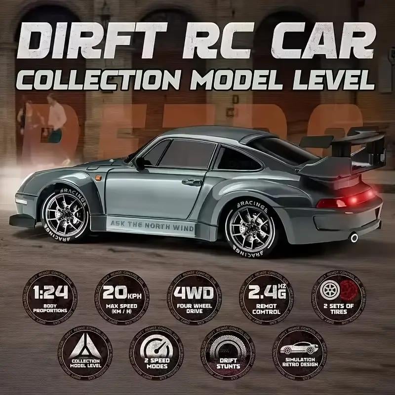 RC Drift Racing Car 1:20 Scale Model with 2.4GHz Remote 360° Spins & LED Lights Best Gift for Boys Girls Age 3+ Birthday Children’s Day