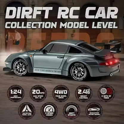 RC Drift Racing Car 1:20 Scale Model with 2.4GHz Remote 360° Spins & LED Lights Best Gift for Boys Girls Age 3+ Birthday Children’s Day