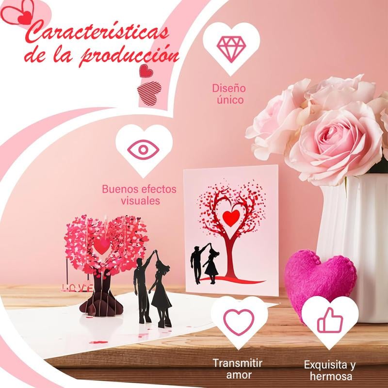 💗Valentine's Day✨Pop Up Anniversary Card, 3D Valentine's Day Anniversary Card with Love Tree & Hearts
