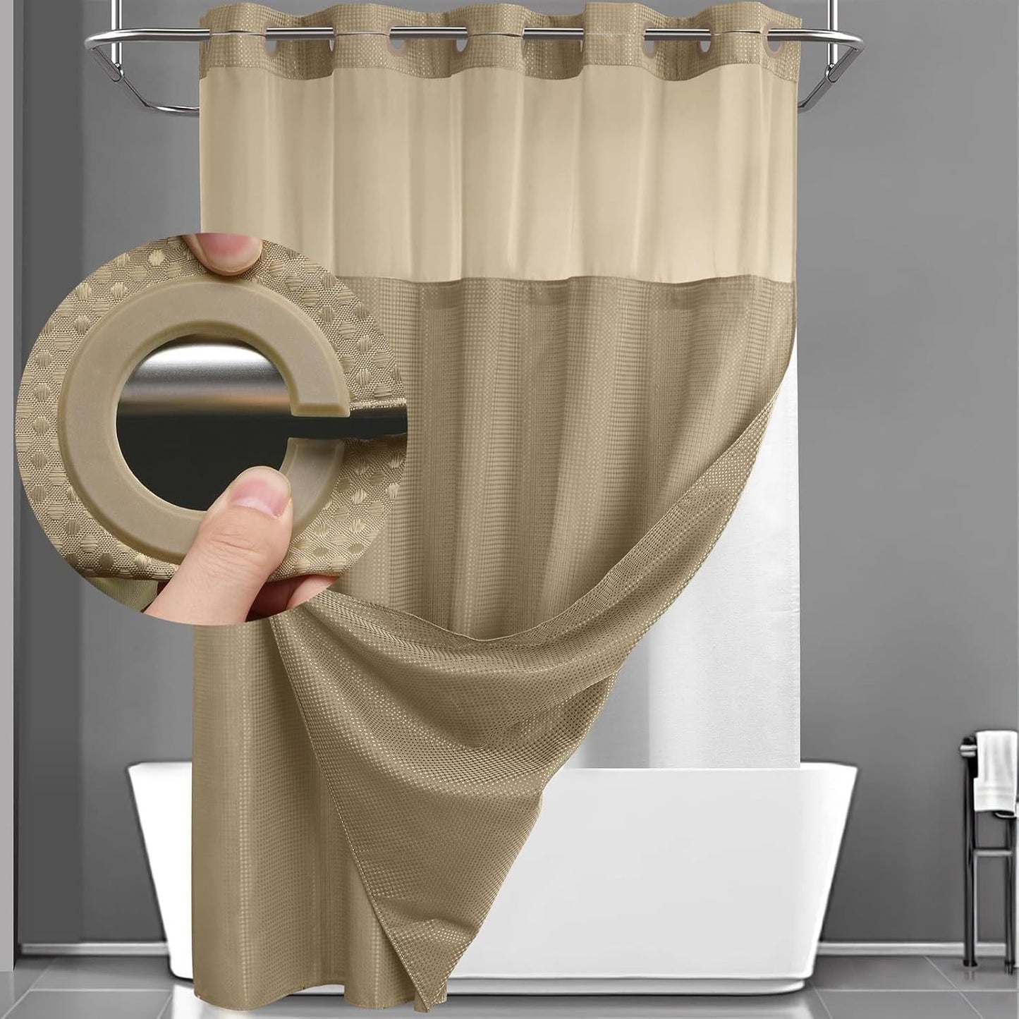 🔥LAST DAY 49% OFF🔥No Hook Shower Curtain with Snap in Liner