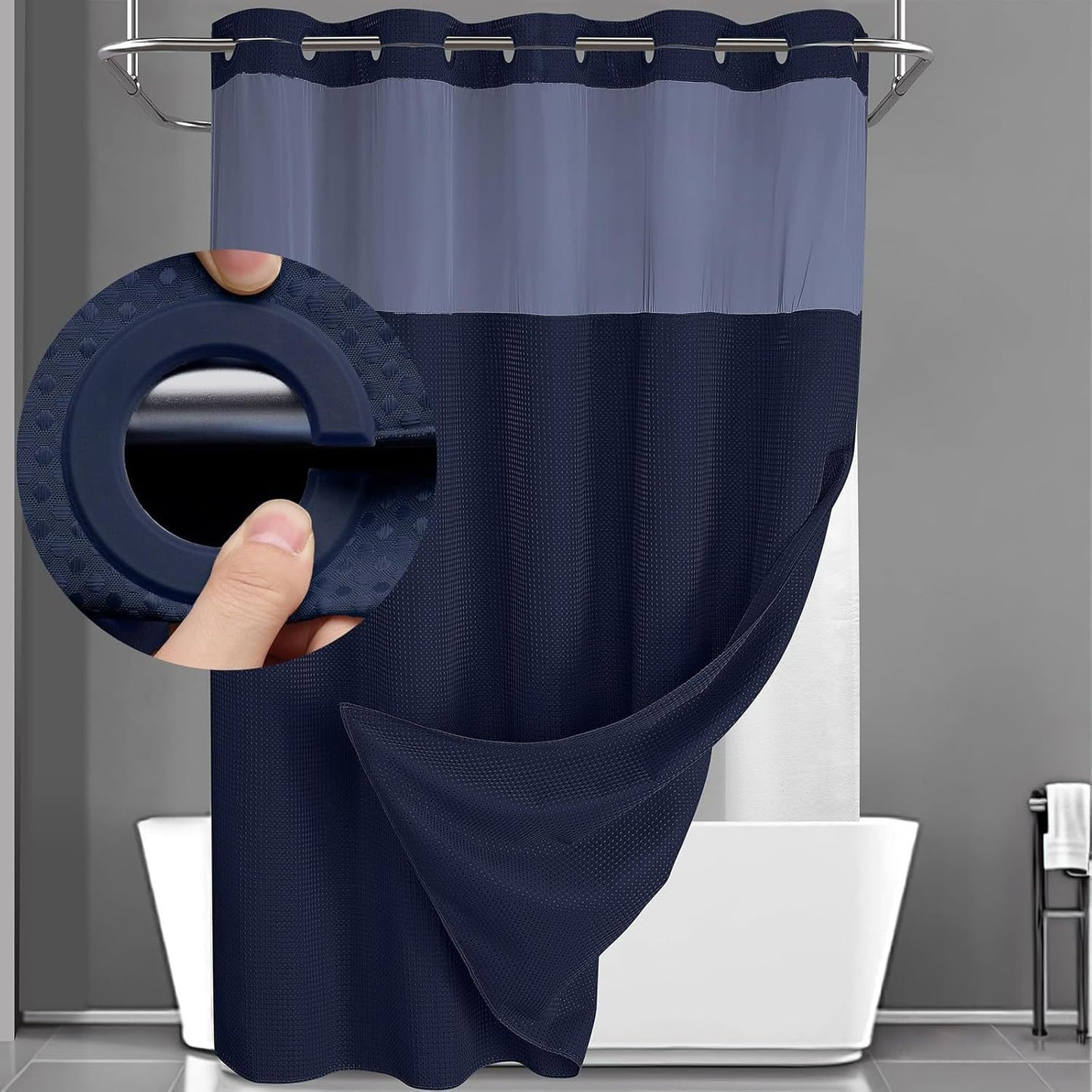 🔥LAST DAY 49% OFF🔥No Hook Shower Curtain with Snap in Liner