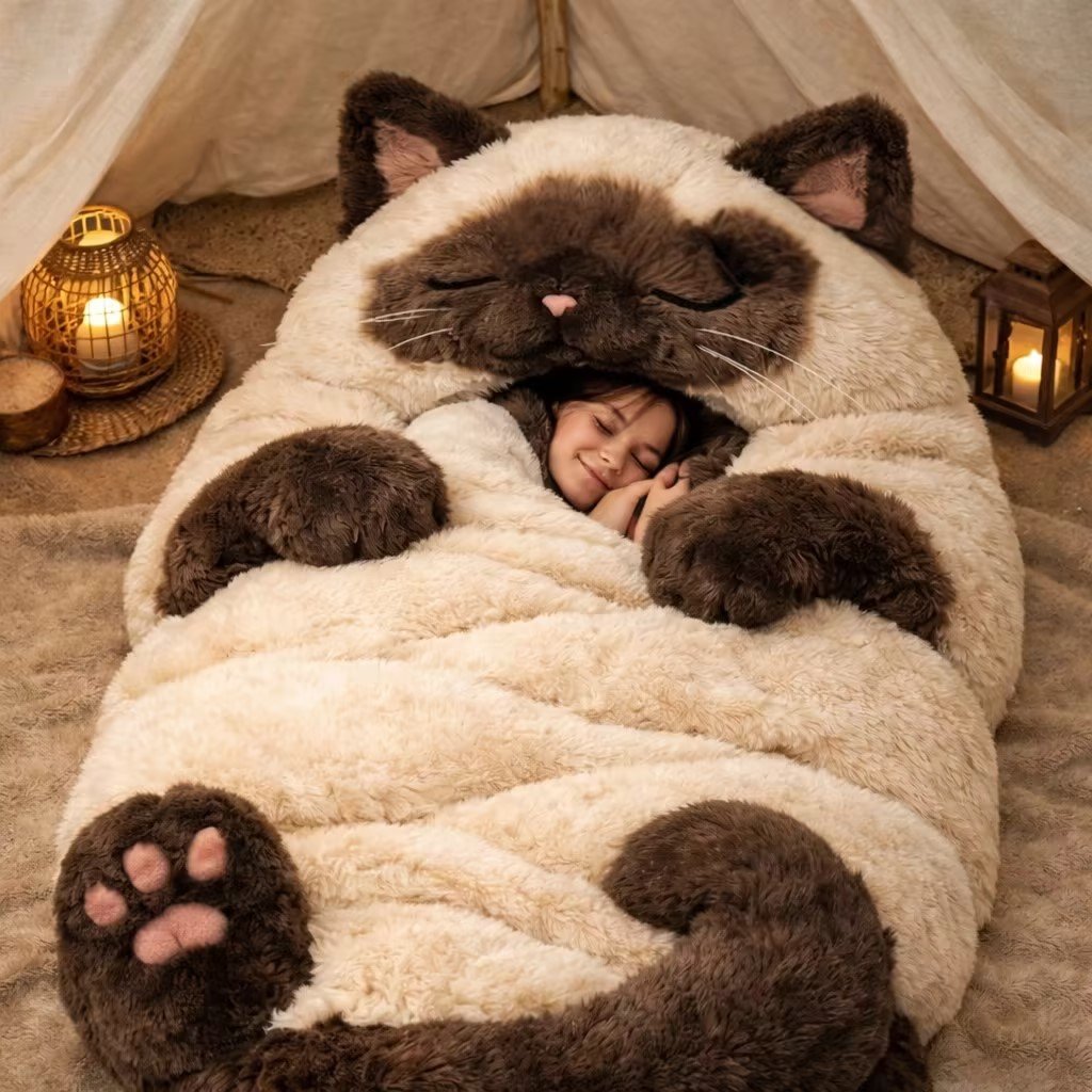 🔥Hot Sale 50% off🌟 Fluffy cat sleeping bag– Soft, Warm & Purrfectly Cozy🐱