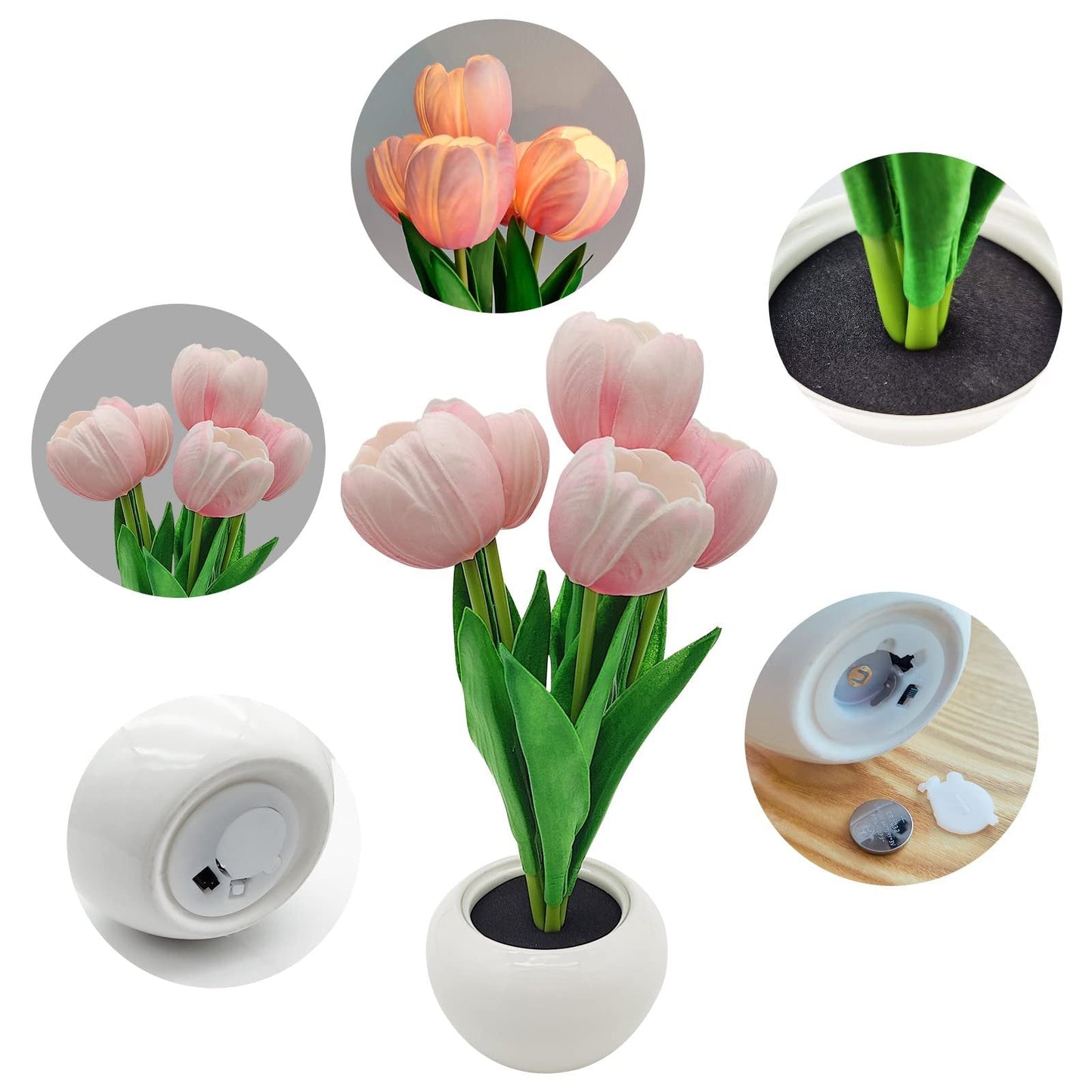🏆Flash Sale⚡ 50K+ 🎁✨Simulation Tulip Nightlight with Vase Table Lamp🎄