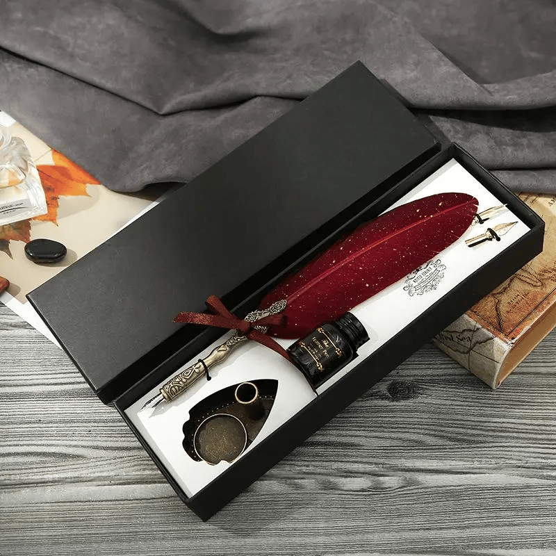 🔥Christmas Gift Choice🌟🖋️Exquisite Feather Quill Pen Set(💥Buy 3 Get 1 Free )
