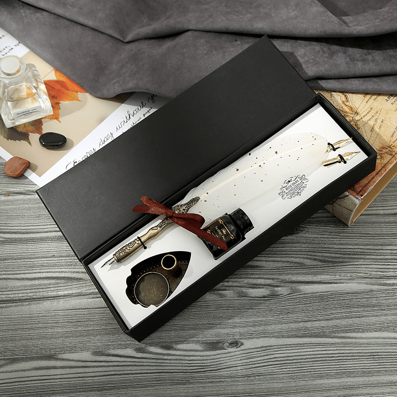 🔥Christmas Gift Choice🌟🖋️Exquisite Feather Quill Pen Set(💥Buy 3 Get 1 Free )