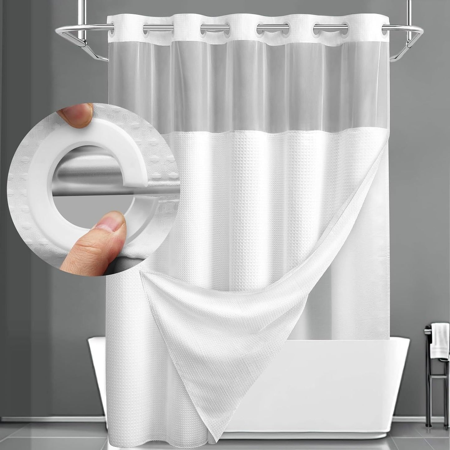 🔥LAST DAY 49% OFF🔥No Hook Shower Curtain with Snap in Liner