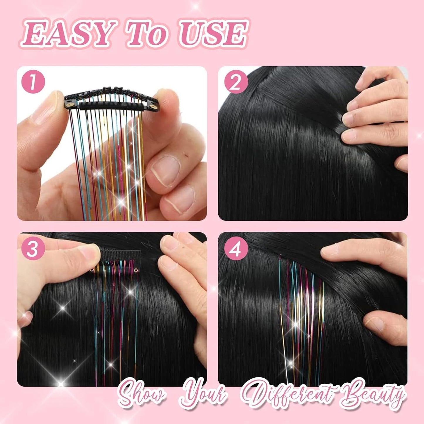 🔥Last Day Buy 2~60% OFF ✨Clip-in Tinsel Hair Extensions(A set of 12 pieces)