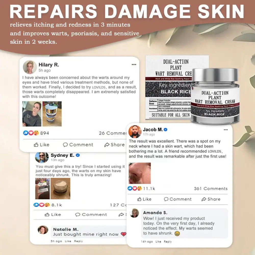 Virexo™ Black Rice Skin Repair Essence Cream (Removes warts and skin growths, improves keratin buildup and seborrheic dermatitis, follicular keratosis, age spots, and bruising)