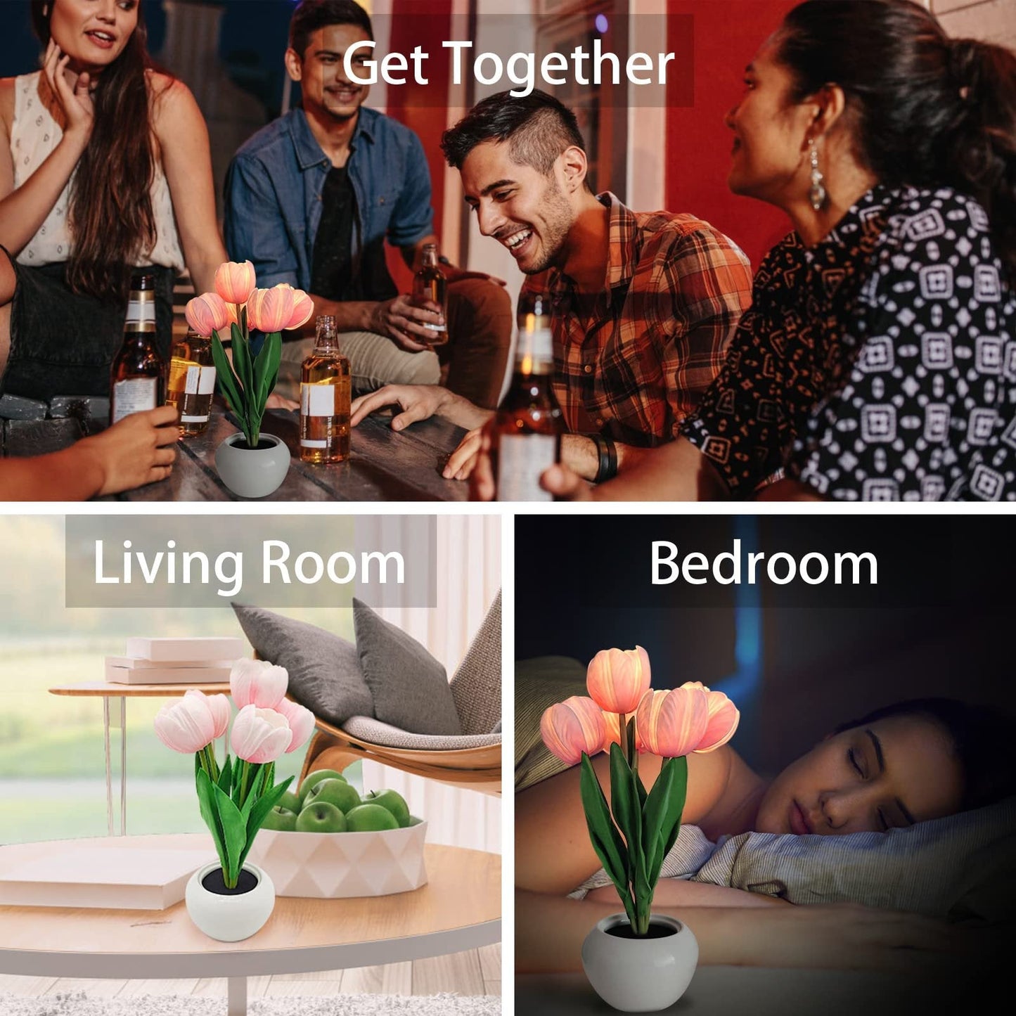 🏆Flash Sale⚡ 50K+ 🎁✨Simulation Tulip Nightlight with Vase Table Lamp🎄