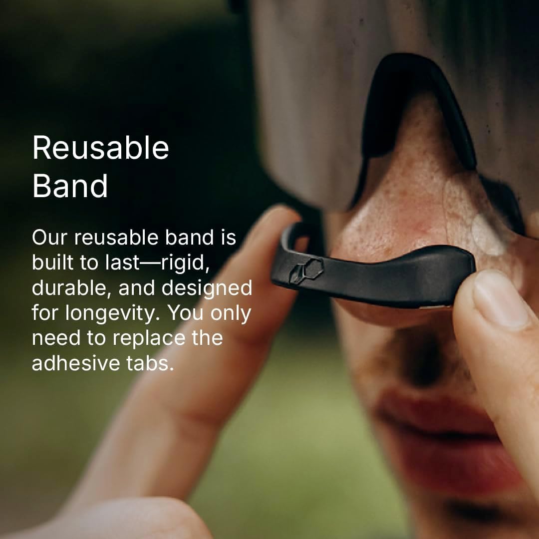 Intake Breathing Nasal Strip Starter Kit (15 Count, Black) - Boost Oxygen Intake, Reduce Snoring, Improve Sleep Quality - Sweat Resistant, Skin Safe Nasal Strips - Extra Strength Snoring Solution