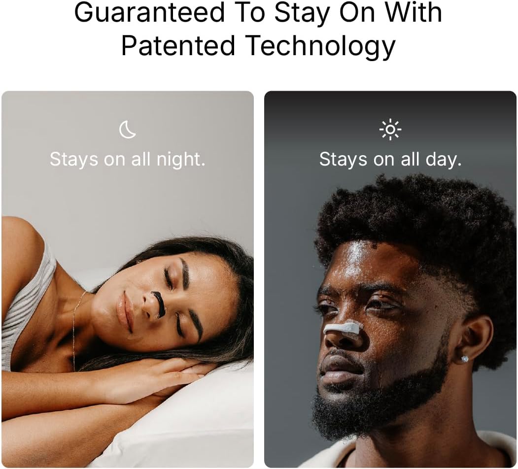 Intake Breathing Nasal Strip Starter Kit (15 Count, Black) - Boost Oxygen Intake, Reduce Snoring, Improve Sleep Quality - Sweat Resistant, Skin Safe Nasal Strips - Extra Strength Snoring Solution