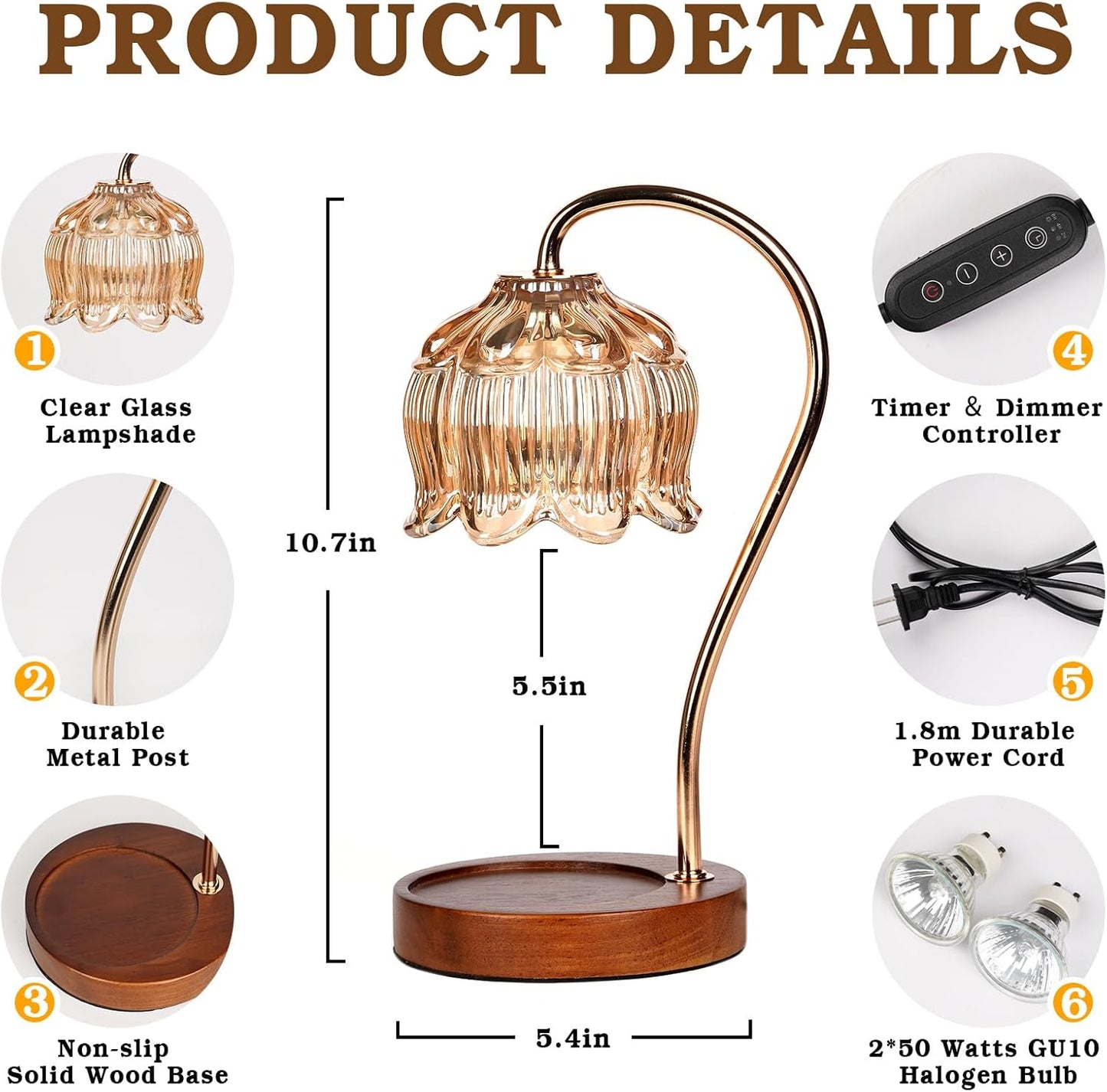 💥2nd Item 60% OFF + FREE SHIPPING 🎁🚚💥 Flower Candle Warmer Lamp with Timer, Dimmable Candle Lamp Warmer