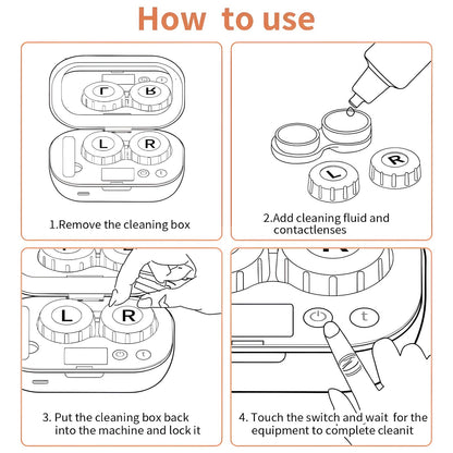 Ultrasonic Contact Lens Cleaner Machine with Integrated Mirror