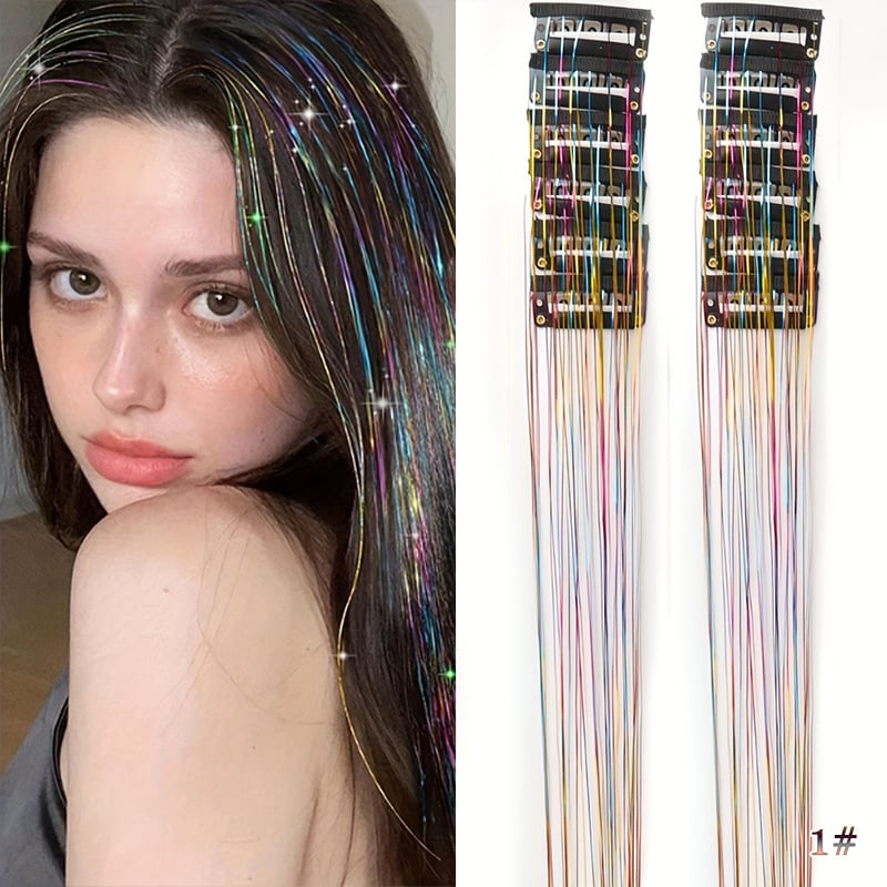 🔥Last Day Buy 2~60% OFF ✨Clip-in Tinsel Hair Extensions(A set of 12 pieces)