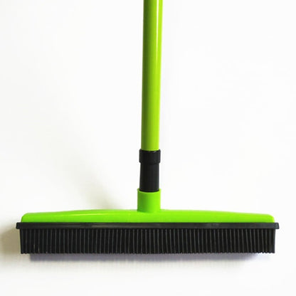 Pet Fur Removal Broom, 2 in 1 Silicone Broom for Carpet Pet Hair, Adjustable Handle Carpet Rake