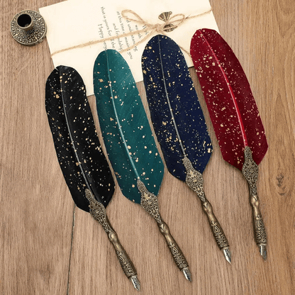 🔥Christmas Gift Choice🌟🖋️Exquisite Feather Quill Pen Set(💥Buy 3 Get 1 Free )