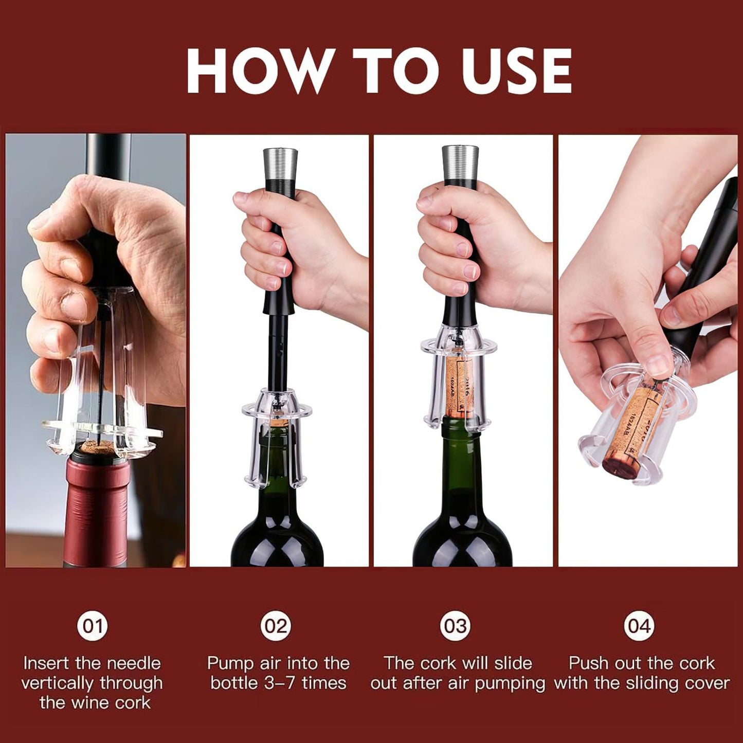 🍷Air Pump Cork Remover Wine Bottle Opener Set