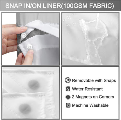🔥LAST DAY 49% OFF🔥No Hook Shower Curtain with Snap in Liner