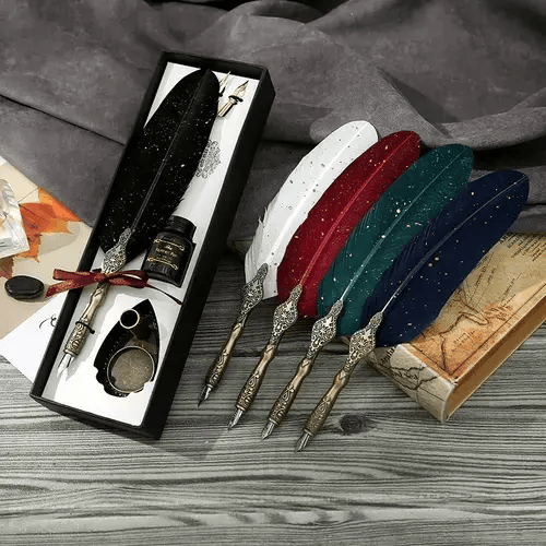 🔥Christmas Gift Choice🌟🖋️Exquisite Feather Quill Pen Set(💥Buy 3 Get 1 Free )