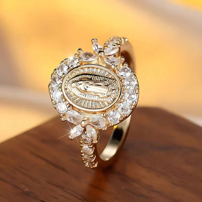 [2nd 60% OFF]✝️Elegant Virgin Mary Emblem Ring: Sacred Detail for Daily Devotion