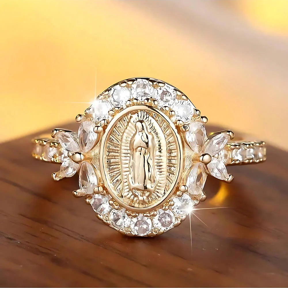 [2nd 60% OFF]✝️Elegant Virgin Mary Emblem Ring: Sacred Detail for Daily Devotion