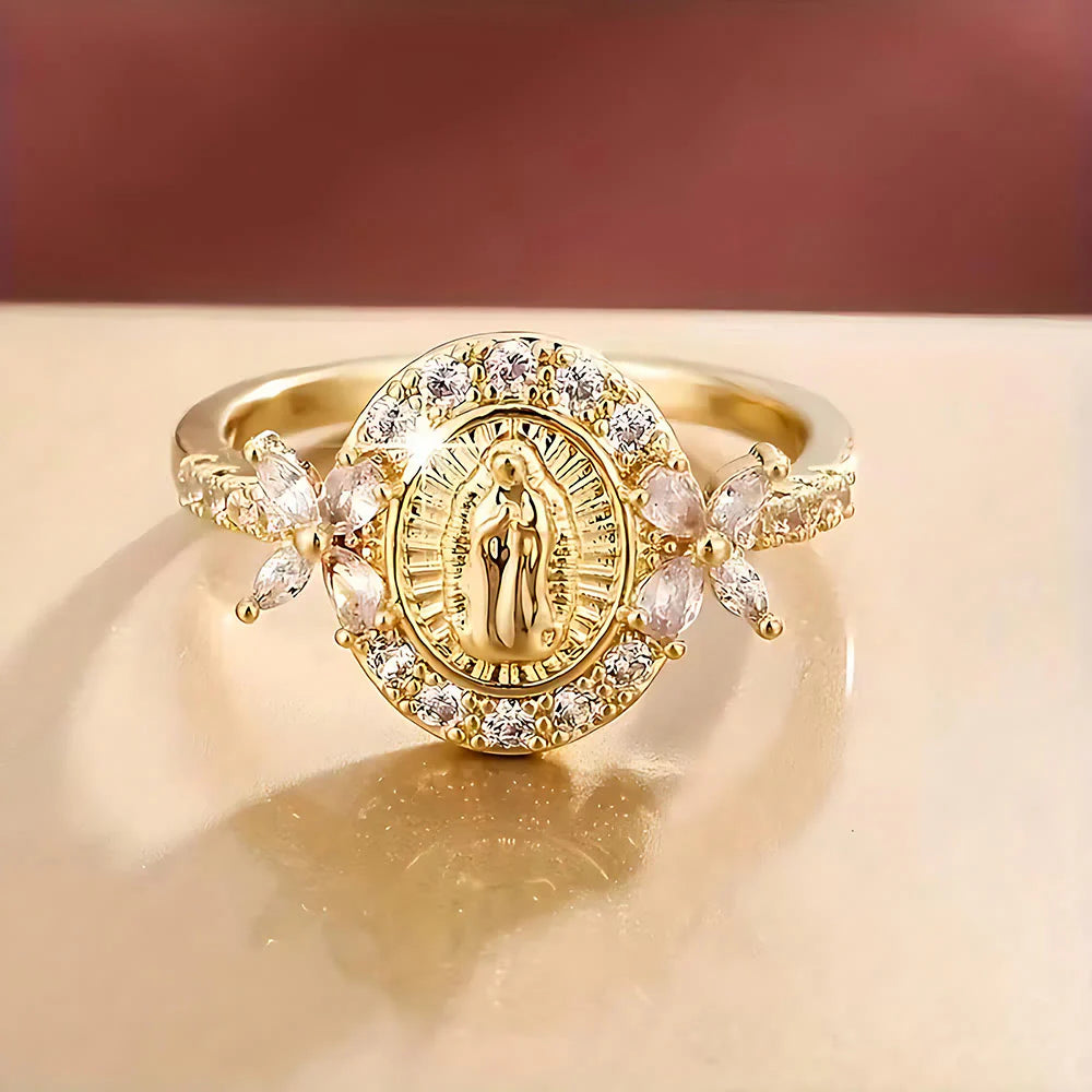 [2nd 60% OFF]✝️Elegant Virgin Mary Emblem Ring: Sacred Detail for Daily Devotion