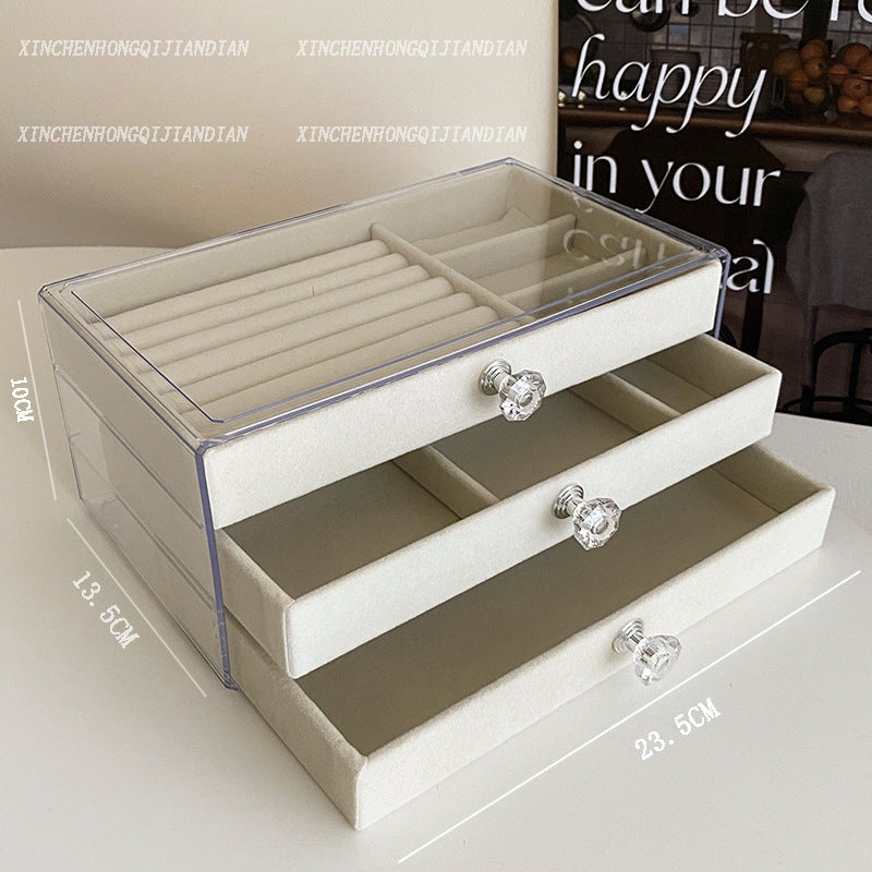💍Luxury Acrylic Jewelry Box Organizer - 5 Drawers Velvet Lined Clear Stackable Storage