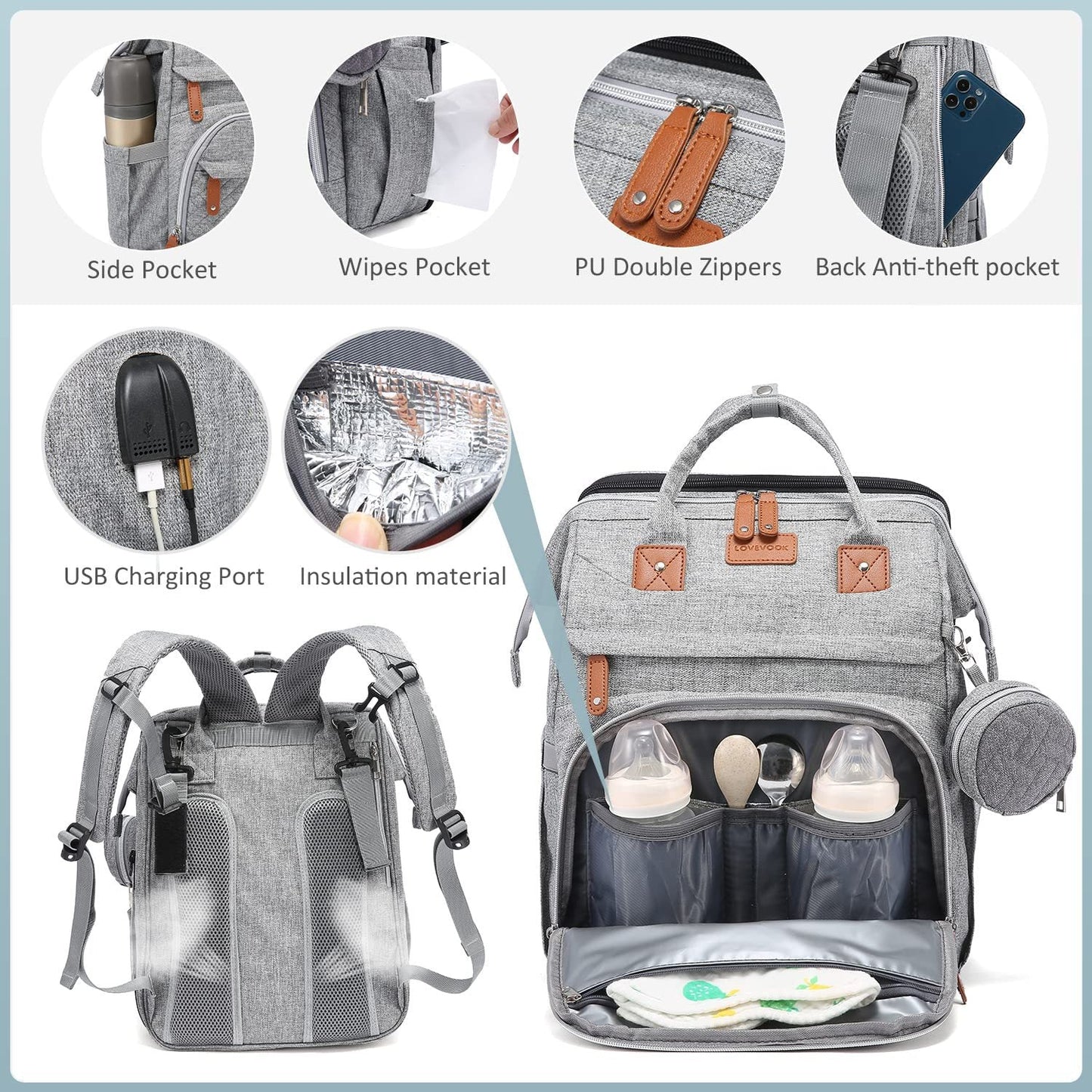 🚼Free Shipping🍼Diaper Bag Backpack with Changing Station, Large Capacity, Newborn Essentials Must Haves