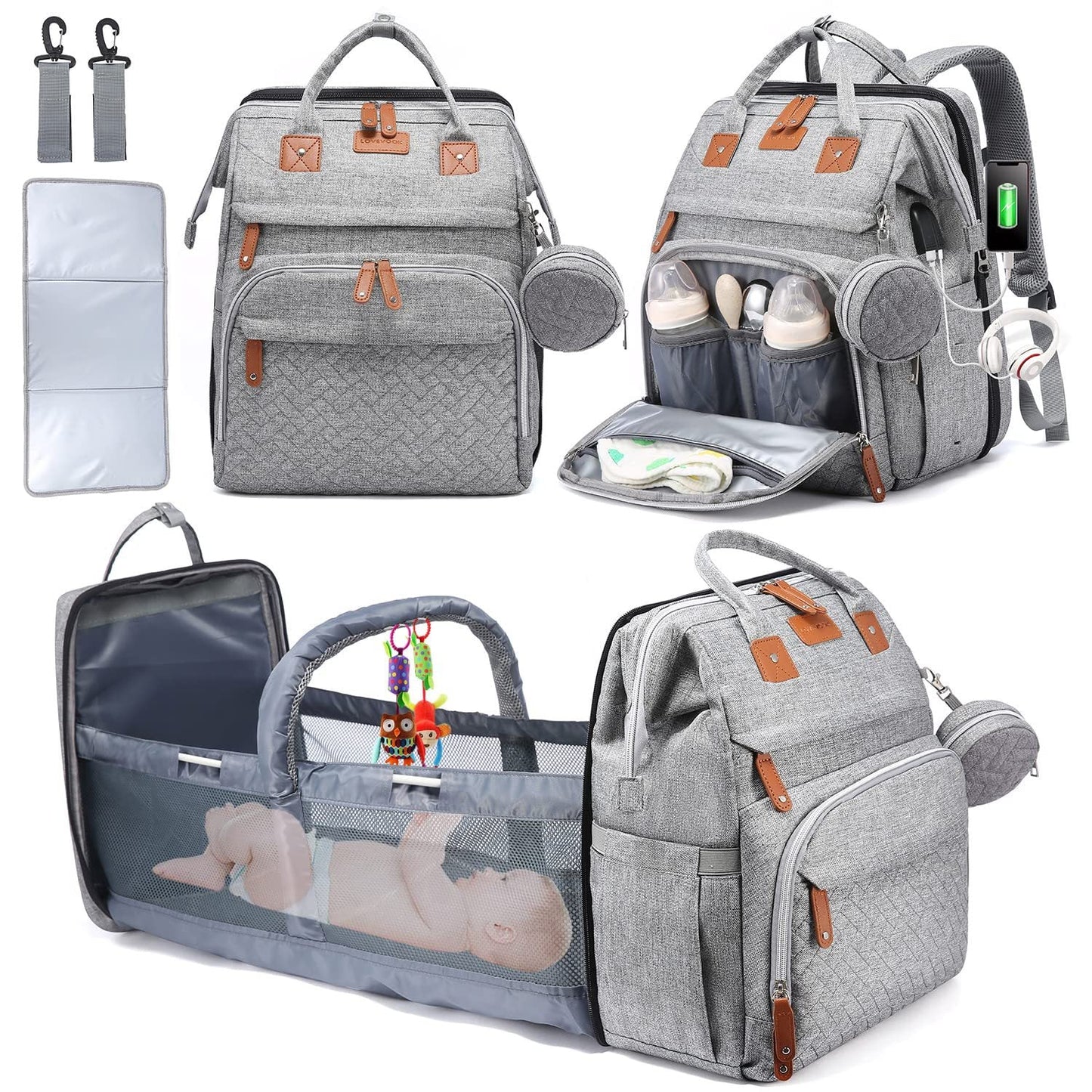 🚼Free Shipping🍼Diaper Bag Backpack with Changing Station, Large Capacity, Newborn Essentials Must Haves