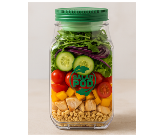Salad Pod Mason Jar with Divided Compartment - Sealed & Portable Dressing Container for Travel