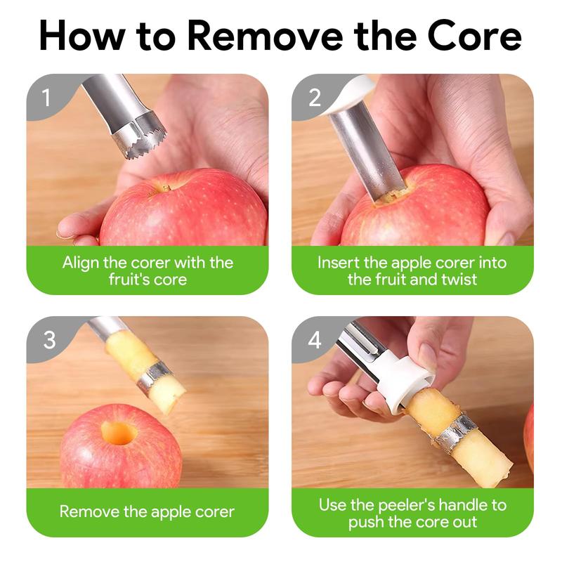 2-in-1 Apple Corer & Peeler 🍎🔪 , Stainless Steel Fruit Tool , Must-Have Kitchen Gadget ✨