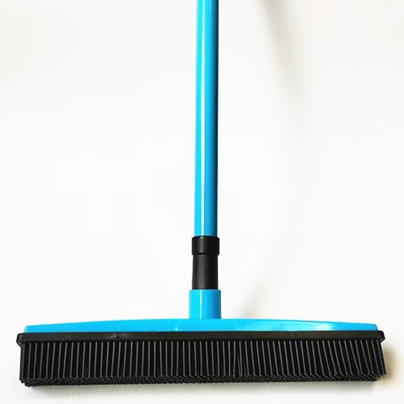 Pet Fur Removal Broom, 2 in 1 Silicone Broom for Carpet Pet Hair, Adjustable Handle Carpet Rake
