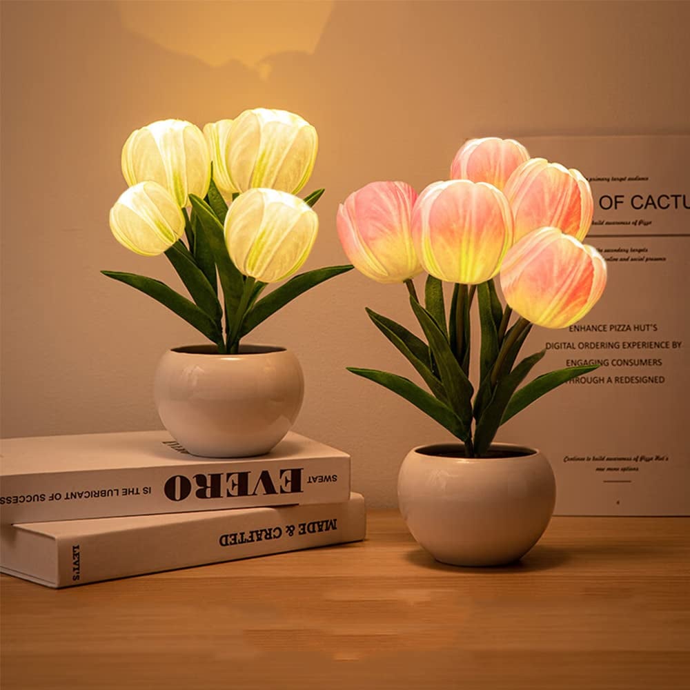 🏆Flash Sale⚡ 50K+ 🎁✨Simulation Tulip Nightlight with Vase Table Lamp🎄