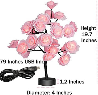 🌹💓Rose Flower Design Tree Night Light, USB Powered Table Lamp