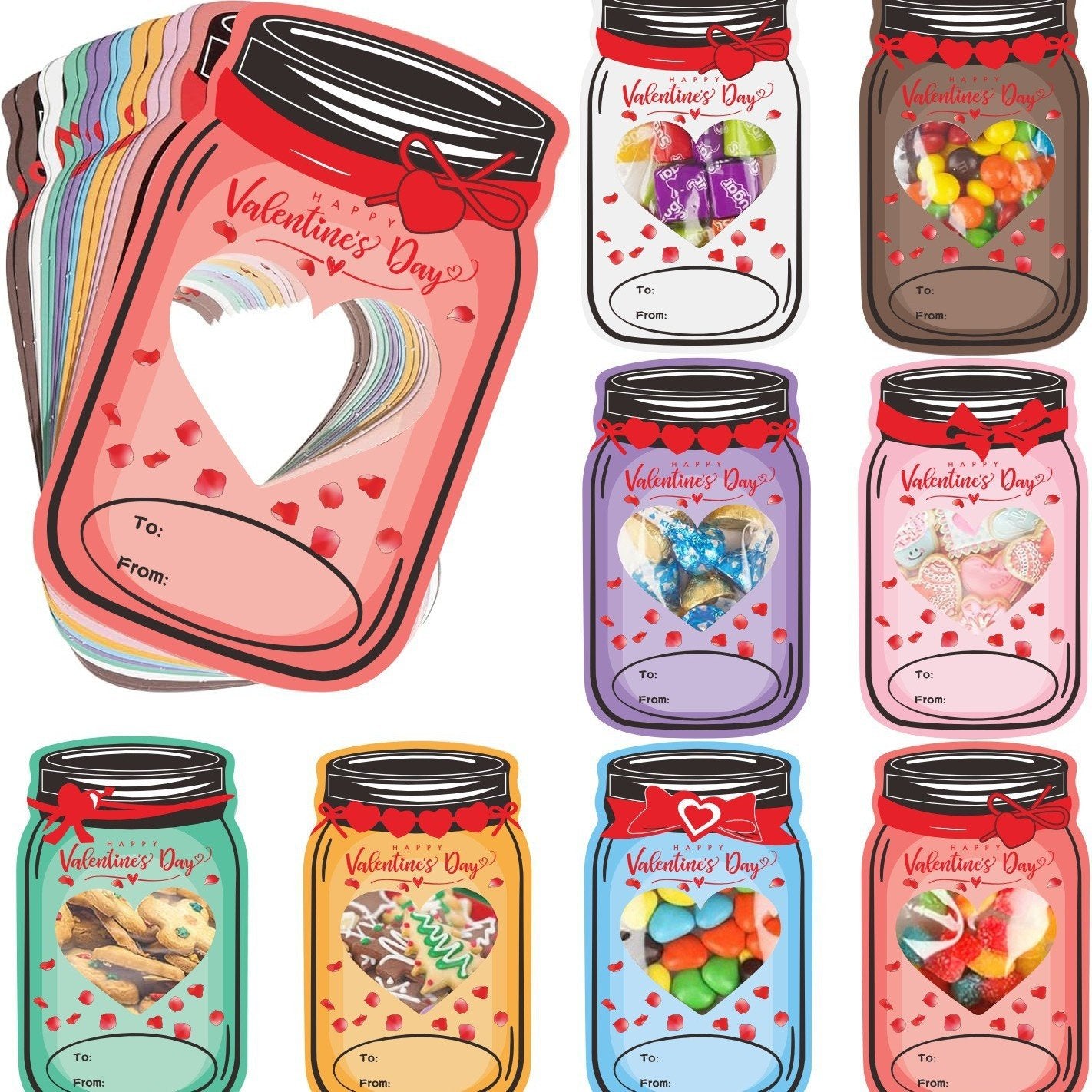 Candy Cards Gift Set | Plastic Domes, DIY Treat Holders for Classroom Exchange, Kids & Couples 💝🎁🍬