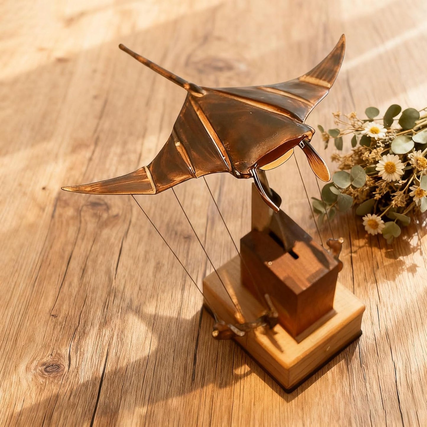 💥2nd Item 60% OFF🐠Upgraded Version Handmade Wooden Electric Bionic Manta Ray Ornament