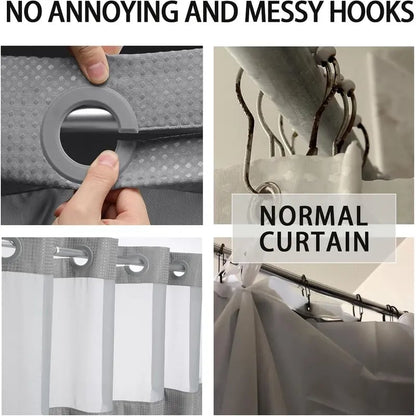 🔥LAST DAY 49% OFF🔥No Hook Shower Curtain with Snap in Liner