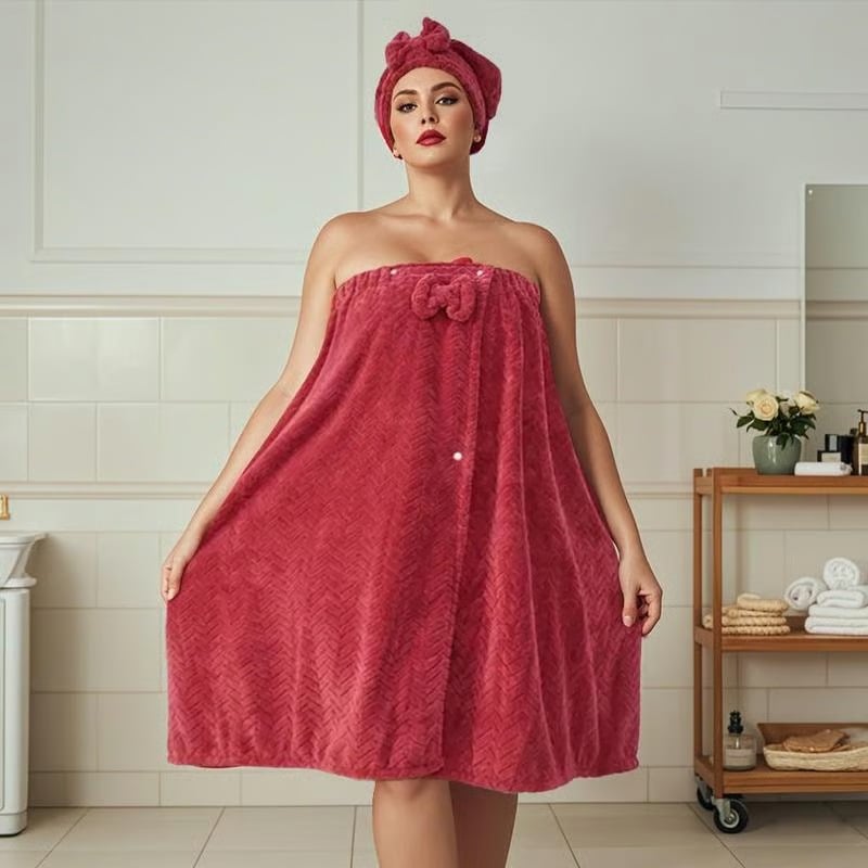 Plus Size Bath Skirt & Shower Cap Set