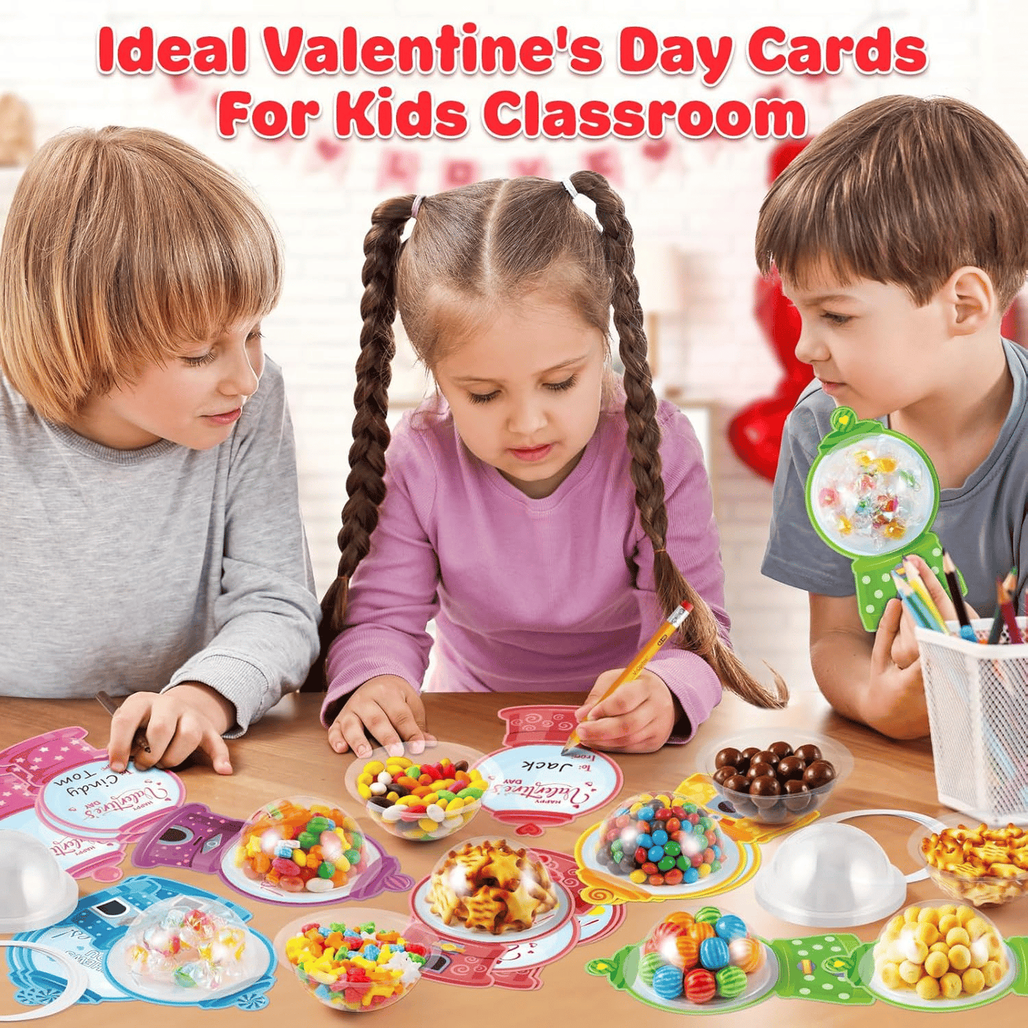 Candy Cards Gift Set | Plastic Domes, DIY Treat Holders for Classroom Exchange, Kids & Couples 💝🎁🍬