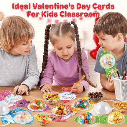 Candy Cards Gift Set | Plastic Domes, DIY Treat Holders for Classroom Exchange, Kids & Couples 💝🎁🍬