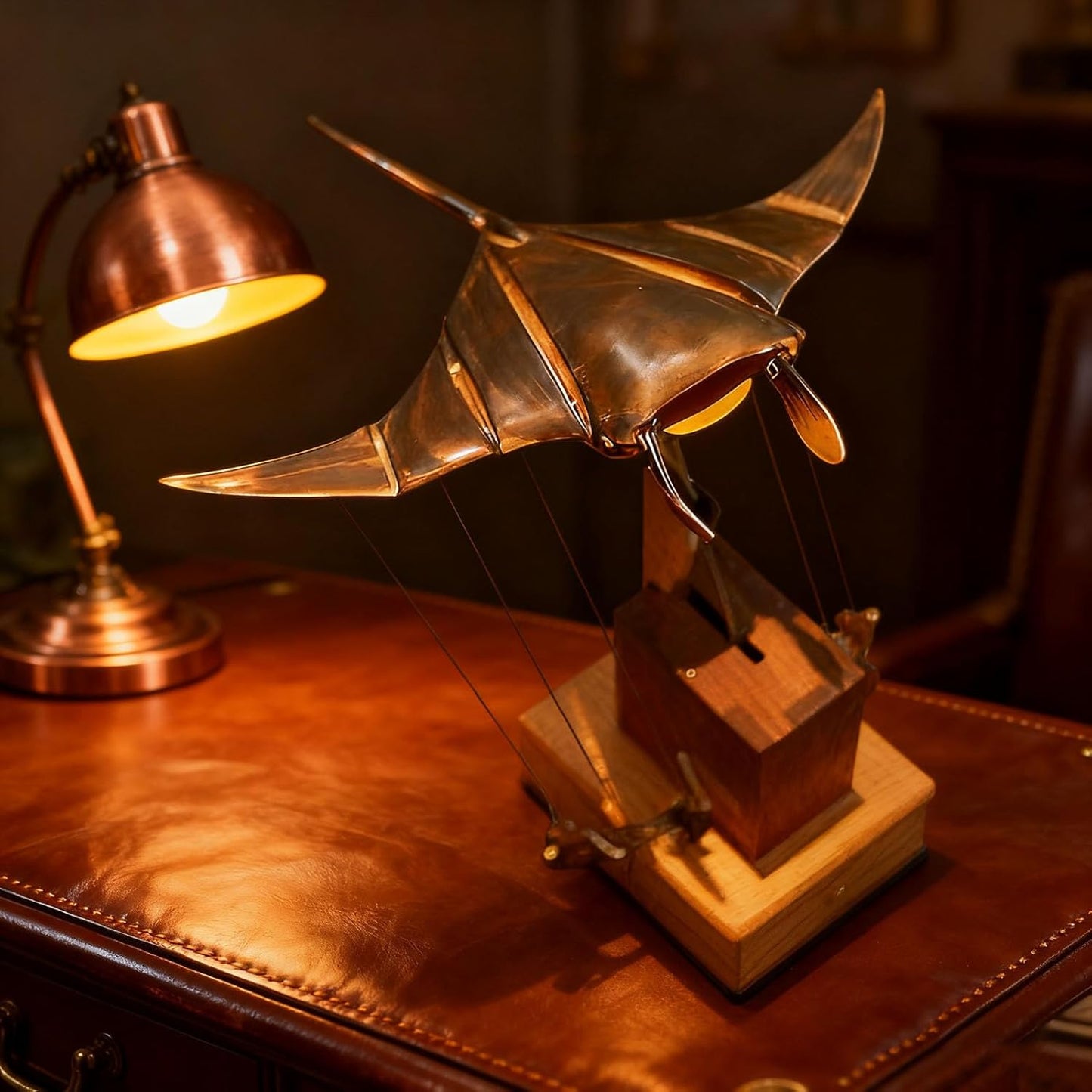 💥2nd Item 60% OFF🐠Upgraded Version Handmade Wooden Electric Bionic Manta Ray Ornament