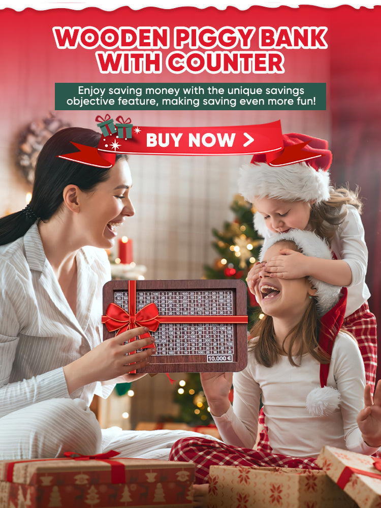 🎁 Hot Sale 50% OFF 🔥Retro Style Wooden Money Box with Counter Piggy Bank Handmade Saving Money Goal Piggy Bank