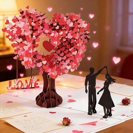 💗Valentine's Day✨Pop Up Anniversary Card, 3D Valentine's Day Anniversary Card with Love Tree & Hearts