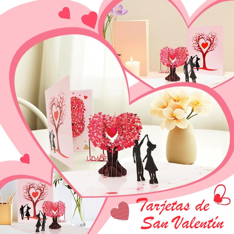 💗Valentine's Day✨Pop Up Anniversary Card, 3D Valentine's Day Anniversary Card with Love Tree & Hearts